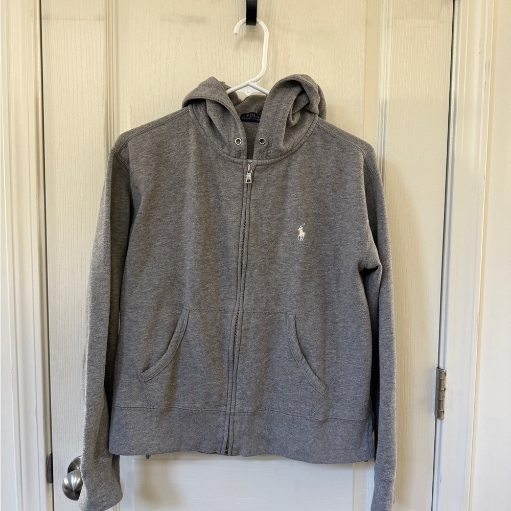 Ralph Lauren Gray Full-Zip Hooded Sweater - Picture 3 of 5